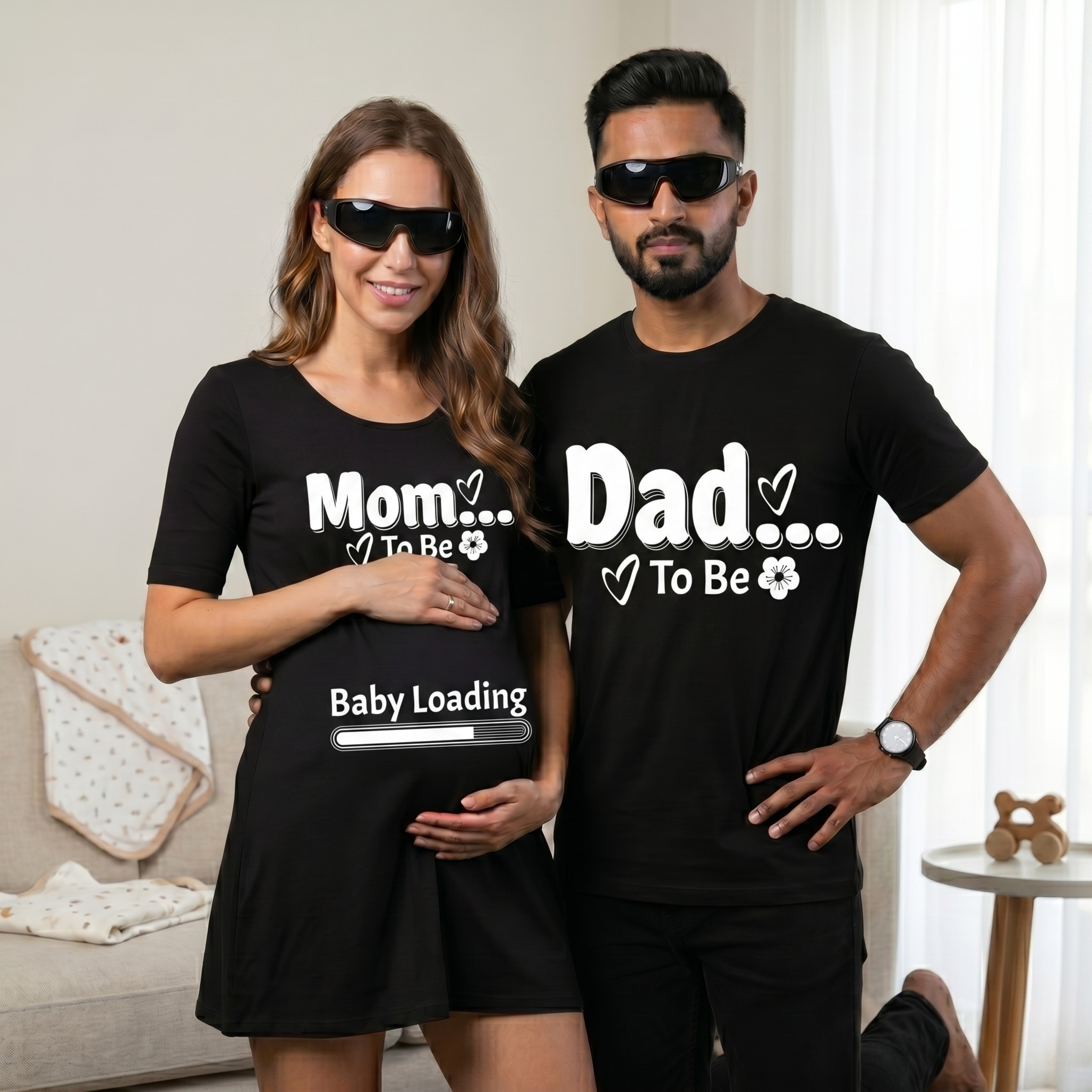 Dad/Mom To Be Black Tshirt & Dress