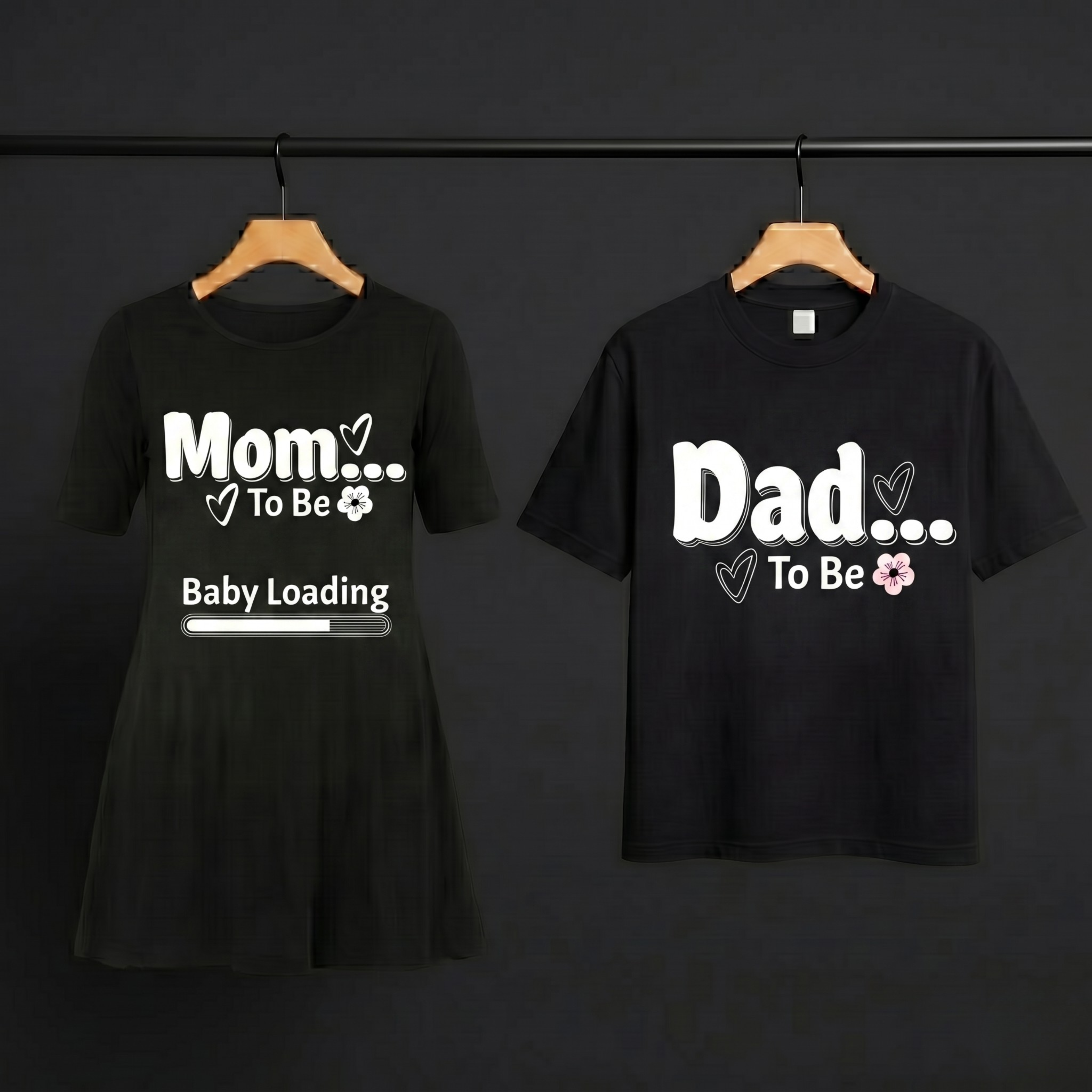 Dad/Mom To Be Black Tshirt & Dress