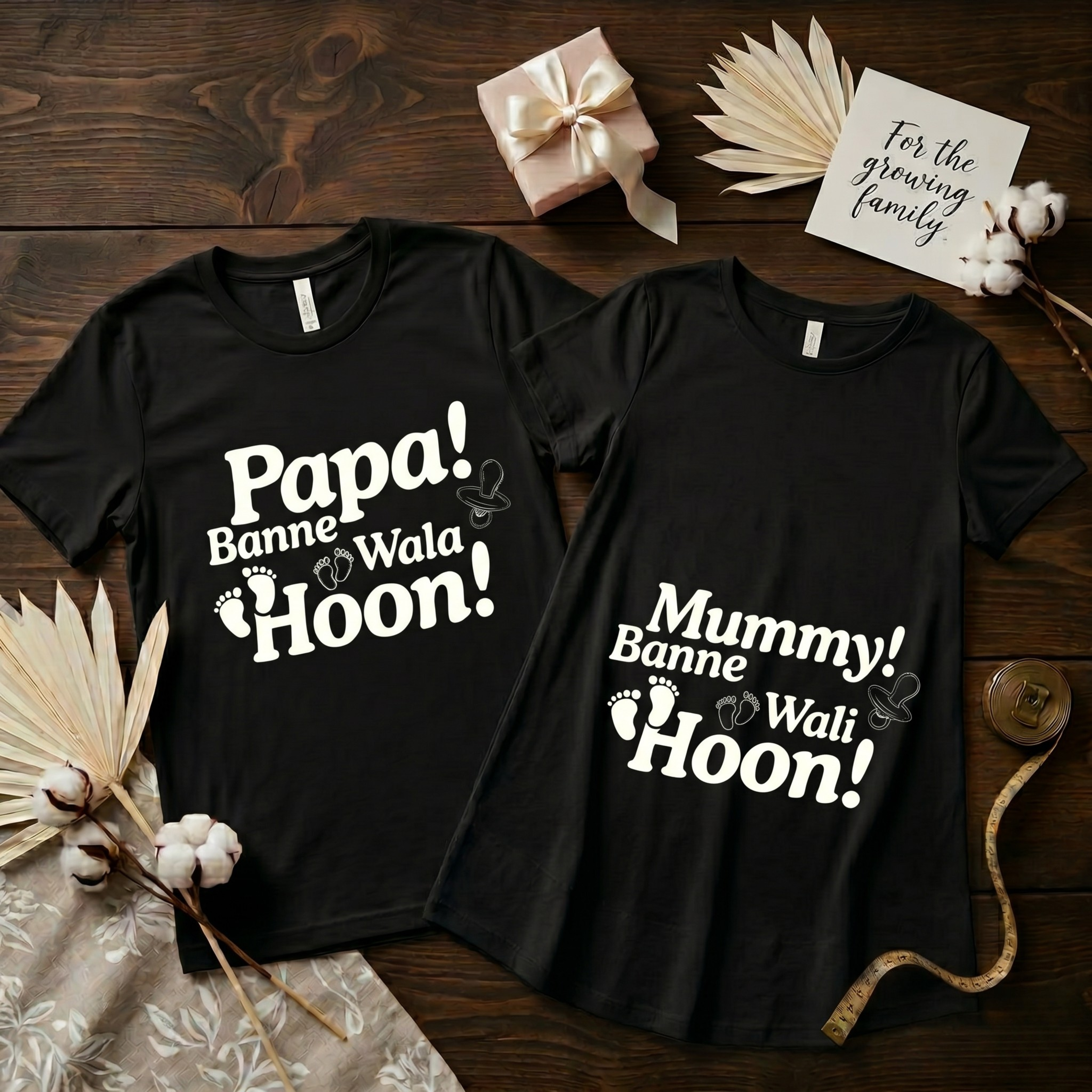 Mummy/Papa Banne Wale Hain Black Tshirt & Dress
